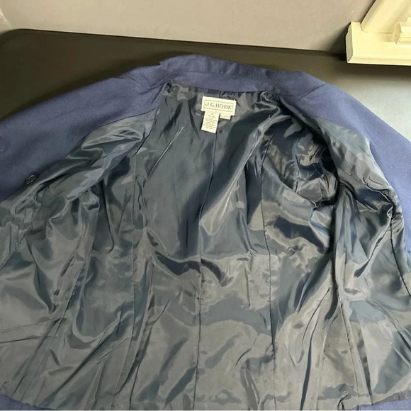 J. G. Hook Women’s Size 8 Vintage Navy Blue Wool‎ Blazer Double Breasted Career - Picture 6 of 13